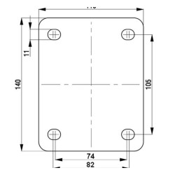 Blauw elastisch rubber zwenkwiel 200 mm - RB3-200K