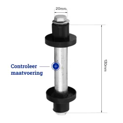 Kruiwagenwiel 400x8 PU plastic geel, Anti lek, plastic velg met rollager, Draagvermogen 200kg, asgat 20mm INCLUSIEF 130mm AS