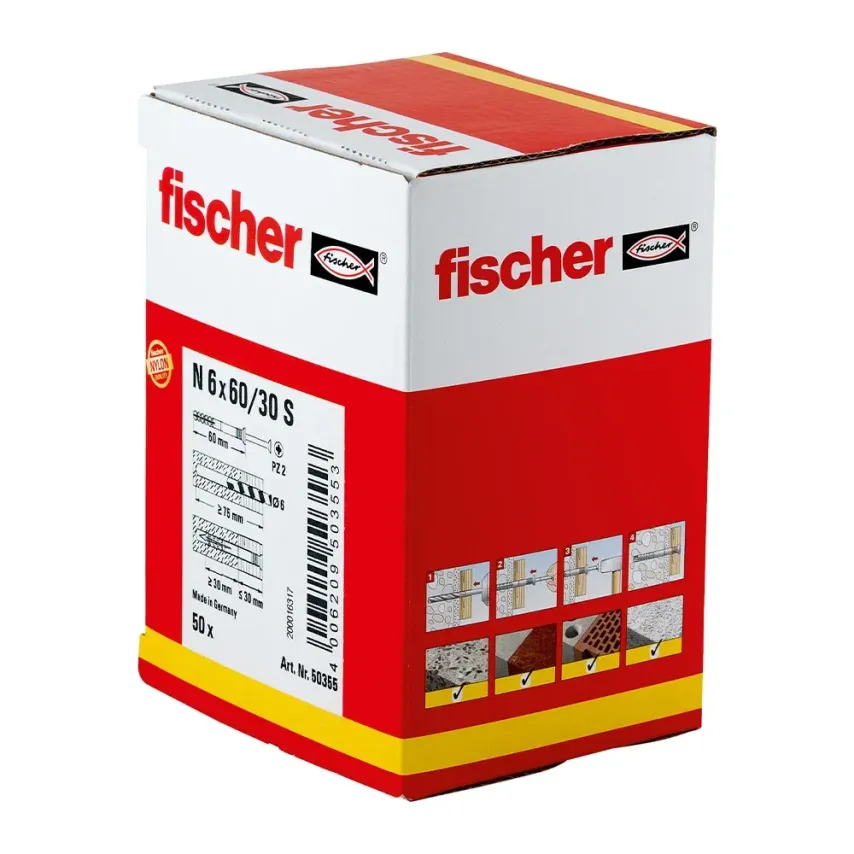 Fischer - Nagelplug N - 6x60/30 S (50 stuks)