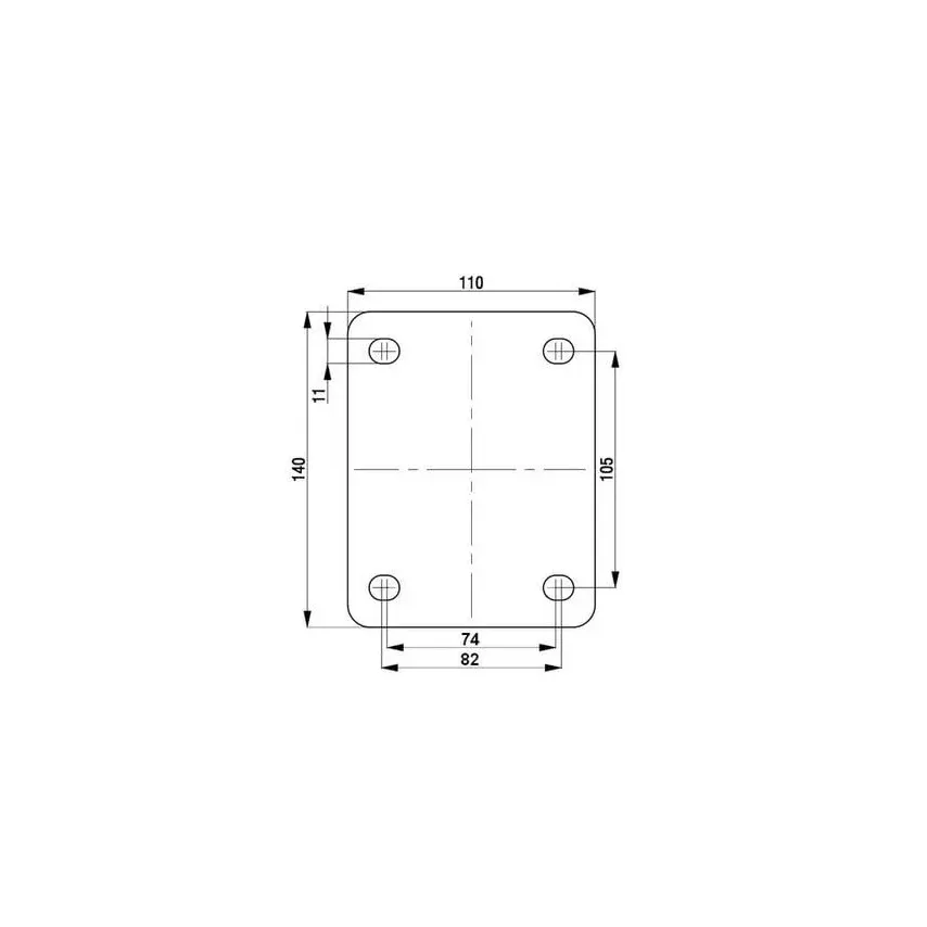 Zwart elastisch rubber zwenkwiel geremd met topplaat - 125mm - 300kg - RA4-125