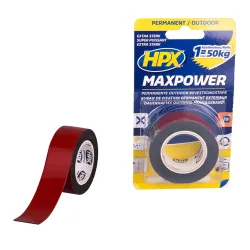 Max Power Outdoor bevestigingstape - Zwart - 25mm x 1,5m