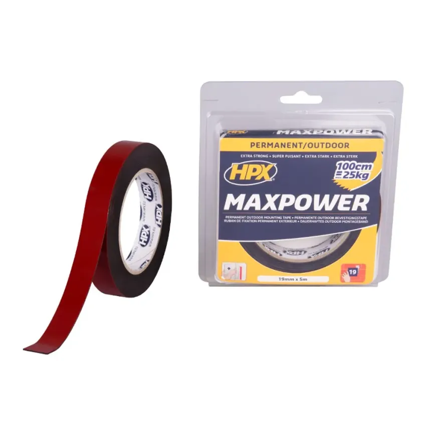 Max Power Outdoor bevestigingstape - Zwart - 19mm x 5m