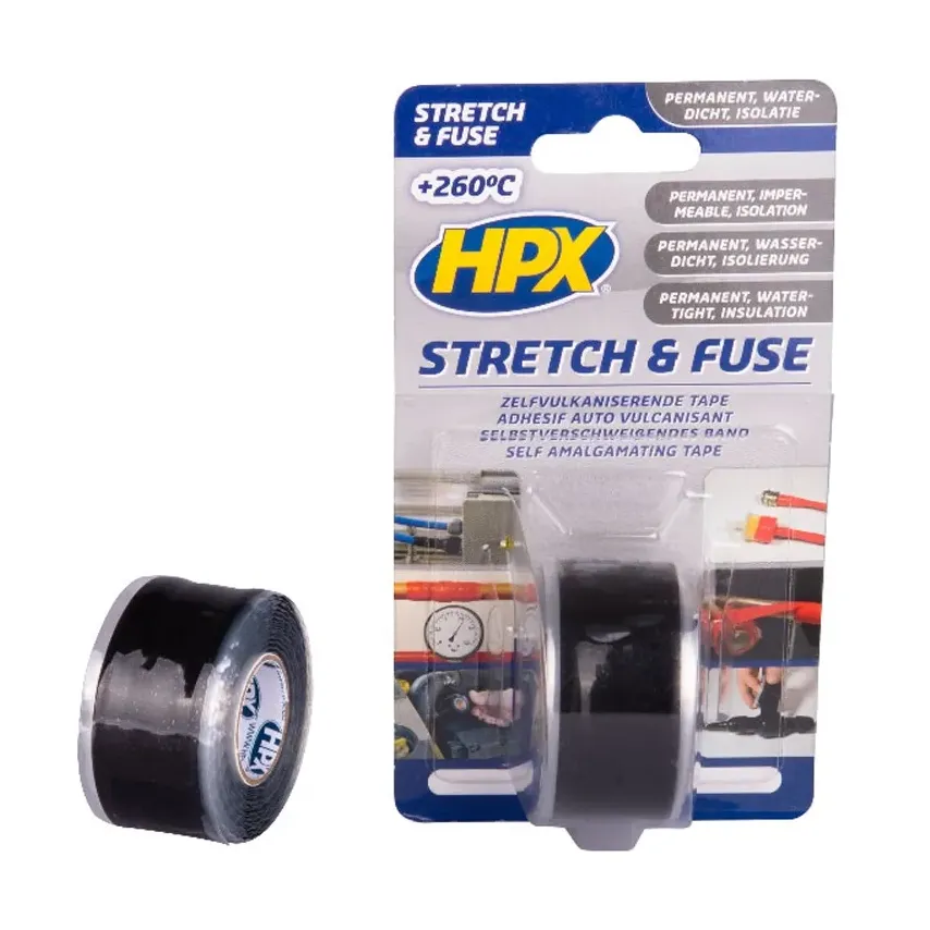 Stretch & Fuse zelfvulkaniserende tape - Zwart - 25mm x 3m