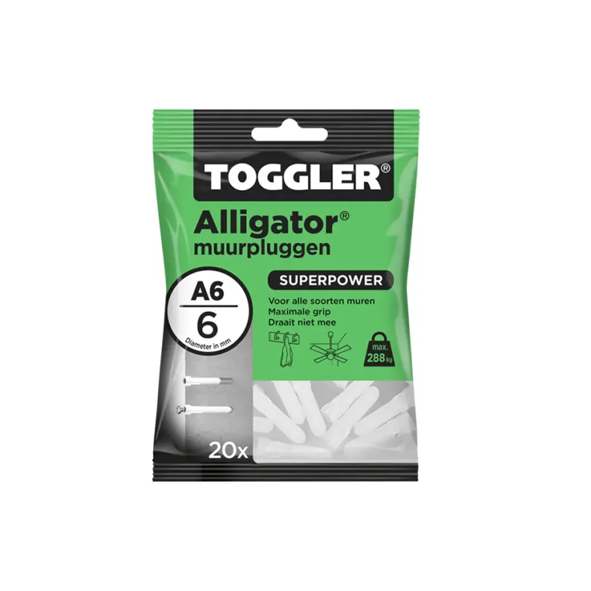 Toggler - A - Alligator pluggen - 6mm (20 stuks)