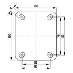 Zwart rubber zwenkwiel 80 mm - RP3-80Z