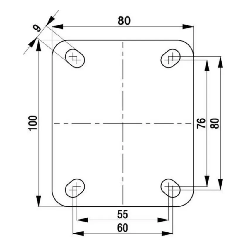 Zwart rubber zwenkwiel 125 mm - RP3-125Z