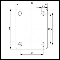 grijs rubber zwenkwiel met rem 100 mm - GR4-100Z